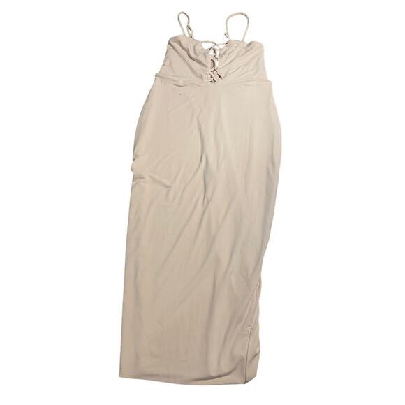 Nookie Tropicana Cross Front Shift Dress Nude Size M | Plunge Midi Bodycon - Picture 2 of 5